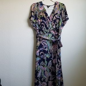Talbots Paisley short sleeve surplice dress 2x